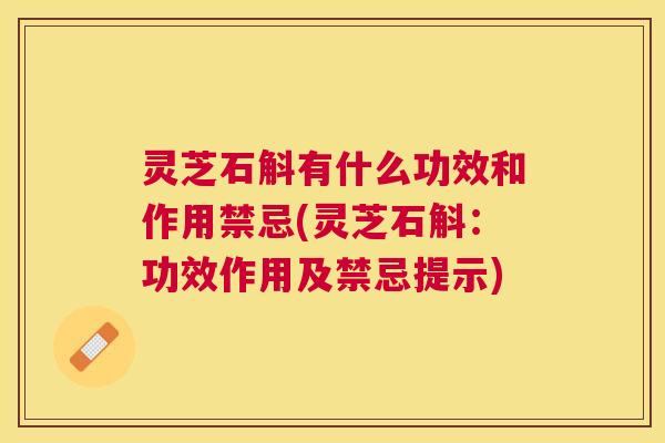 灵芝石斛有什么功效和作用禁忌(灵芝石斛：功效作用及禁忌提示)