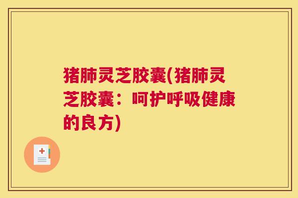 猪肺灵芝胶囊(猪肺灵芝胶囊：呵护呼吸健康的良方)