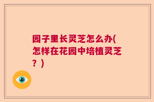 园子里长灵芝怎么办(怎样在花园中培植灵芝？)