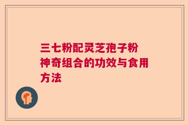 三七粉配灵芝孢子粉 神奇组合的功效与食用方法
