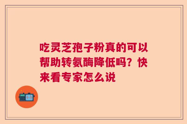 吃灵芝孢子粉真的可以帮助转氨酶降低吗？快来看专家怎么说